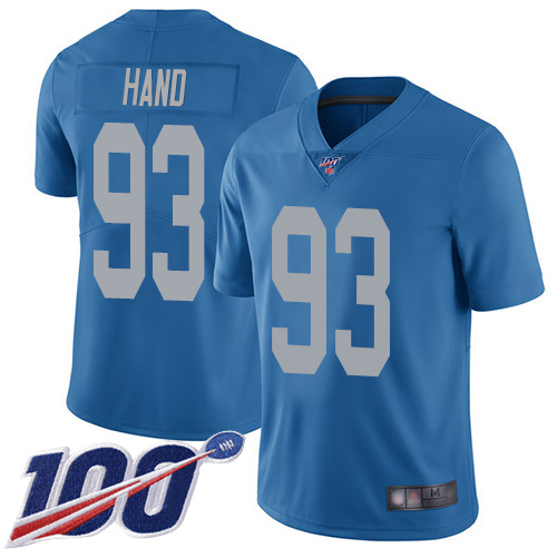 Detroit Lions Limited Blue Men Dahawn Hand Alternate Jersey NFL Football #93 100th Season Vapor Untouchable